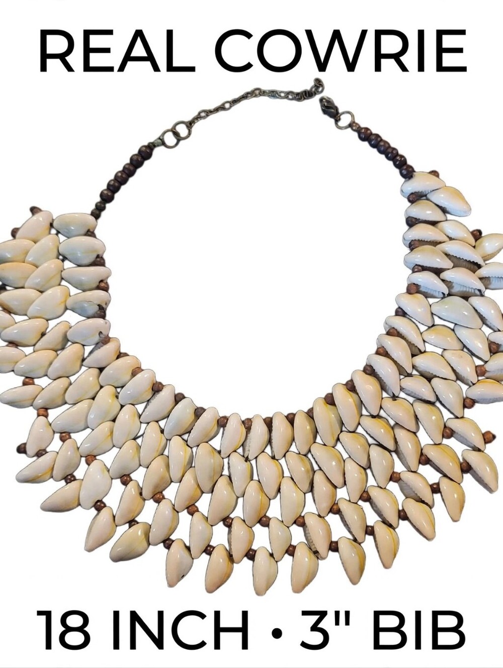 Real Cowrie Cream Bib Necklace - Statement Women’s Necklace